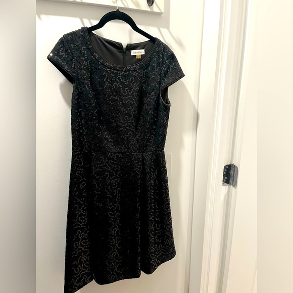 Black Sequin Calvin Klein Cocktail Dress - 6 - Picture 3 of 7
